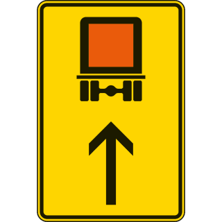 Wegweiser für kennzeichnungspflichtige Fahrzeuge mit gefährlichen Gütern, geradeaus - Verkehrsschild VZ 422-32