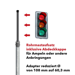 Rohrmast-Ampelaufsatz inklusive Abdeckkappe