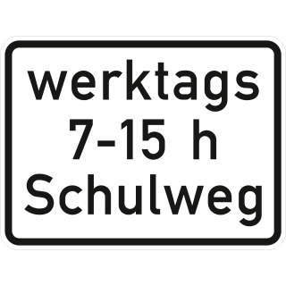 Schulweg in Verbindung mit zeitlicher Begrenzung an Werktagen - Verkehrsschild VZ 1042-53