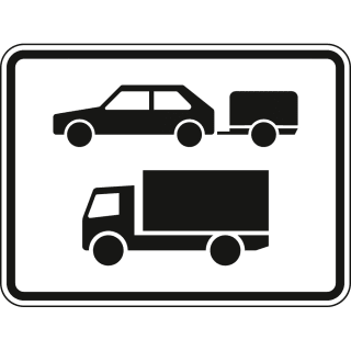 Nur Pkw mit Anhänger und Kfz mit einer zulässigen Gesamtmasse über 3,5 t, einschl. ihrer Anhänger und Zugmaschinen, ausgenommen Pkw und Kraftomnibusse - Verkehrsschild VZ 1048-20
