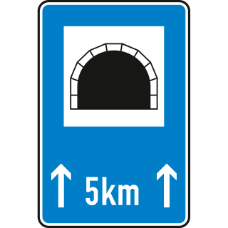 Tunnel, mit Längenangabe in km - Verkehrsschild VZ 327-51