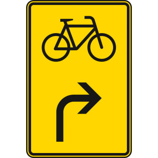 Vorwegweiser für Radverkehr rechtsweisend - Verkehrsschild VZ 442-23