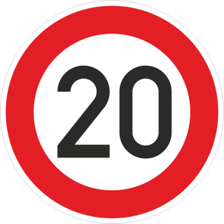 Zulässige Höchstgeschwindigkeit 20 km/h (Verkehrsschild Nr. 274-20)