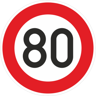 Zulässige Höchstgeschwindigkeit 80 km/h (Verkehrsschild Nr. 274-80)