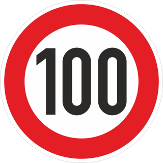 Zulässige Höchstgeschwindigkeit 100 km/h (Verkehrsschild Nr. 274-100)