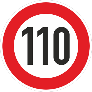Zulässige Höchstgeschwindigkeit 110 km/h (Verkehrsschild Nr. 274-110)