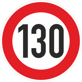 Zulässige Höchstgeschwindigkeit 130 km/h (Verkehrsschild Nr. 274-130)