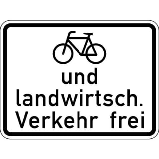 Radfahrer und Landwirtschaft. Verkehr frei VZ 2211