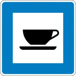 Autobahn-Hinweisschild Autobahnkiosk - VZ 365-57