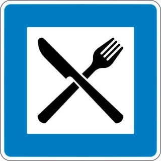 Autobahn-Hinweisschild Autobahngasthaus - VZ 365-56