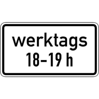 Zeitliche Beschränkung werktags Zusatzzeichen 1042-31