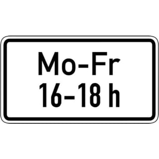 Zusatzschild Zeitliche Beschränkung Mo - Fr