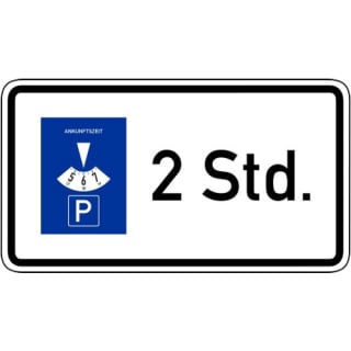 Parkscheibe ...Stunden Zusatzschild VZ 1040-32