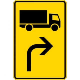 Vorwegweiser für KFZ mit einer zulässigen Gesamtmasse über 3,5 t, rechtsweisend (Verkehrsschild Nr. 442-20)