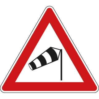 VZ 117-10: Verkehrsschild Seitenwind rechts