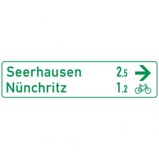Radwegschild - Tabellenwegweiser