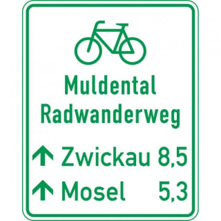 Radwegschild - Tabellenwegweiser