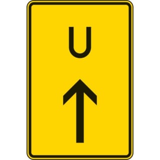 Ankündigung oder Fortsetzung der Umleitung, Vorankündigung geradeaus (Verkehrsschild Nr. 455.1-30)