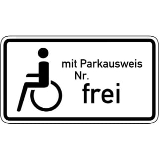 Schwerbehinderte mit Parkausweis Nr. ... Frei VZ 1020-11