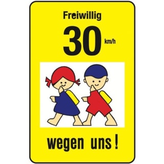 Schulwegschild - Freiwillig 30 km/h wegen uns (Variante 2)