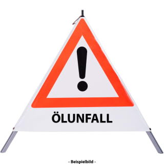 Faltsignal - Gefahrenstelle mit Text: ÖLUNFALL