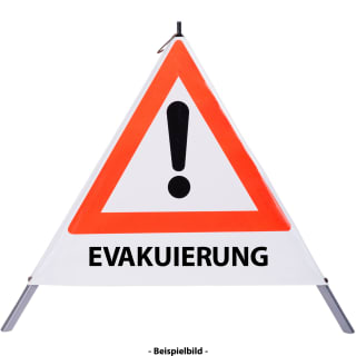 Faltsignal - Gefahrenstelle mit Text: EVAKUIERUNG