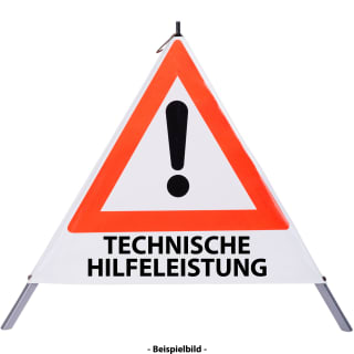 Faltsignal - Gefahrenstelle mit Text: TECHNISCHE HILFELEISTUNG