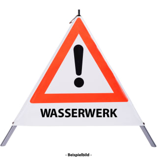 Faltsignal - Gefahrenstelle mit Text: WASSERWERK