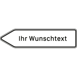 Pfeilwegweiser mit Wunschbeschriftung | zu Zielen mit erheblicher Verkehrsbedeutung, linksweisend - Verkehrsschild VZ 432-10
