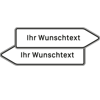 Pfeilwegweiser mit Wunschbeschriftung | zu Zielen mit erheblicher Verkehrsbedeutung, doppelseitig - Verkehrsschild VZ 432-40