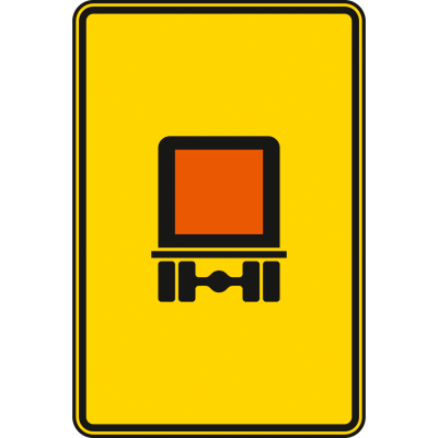 Vorwegweiser für kennzeichnungspflichtige Fahrzeuge mit gefährlichen Gütern, ohne Pfeilsymbol - Verkehrsschild VZ 442-51 Vorwegweiser für kennzeichnungspflichtige Fahrzeuge mit gefährlichen Gütern, ohne Pfeilsymbol - Verkehrsschild VZ 442-51