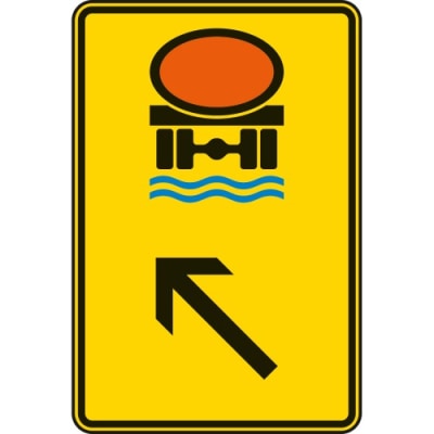 Wegweiser für Fahrzeuge mit wassergefährdender Ladung, links einordnen (Verkehrsschild Nr. 422-15) Wegweiser für Fahrzeuge mit wassergefährdender Ladung, links einordnen (Verkehrsschild Nr. 422-15)