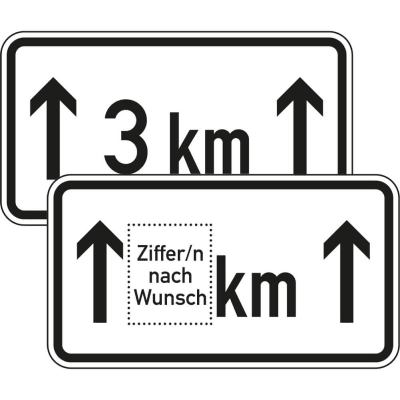 Zusatzschild Auf ... km Zusatzzeichen VZ 1001-31 Zusatzschild Auf ... km Zusatzzeichen VZ 1001-31
