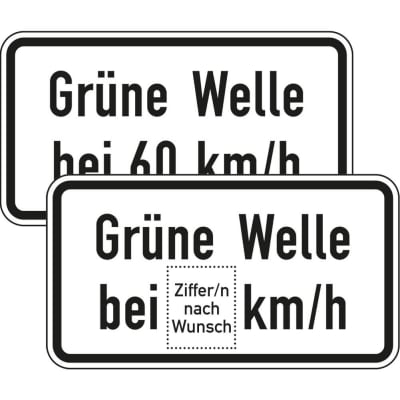 Zusatzschild Grüne Welle bei ... km/h VZ 1012-34 Zusatzschild Grüne Welle bei ... km/h VZ 1012-34