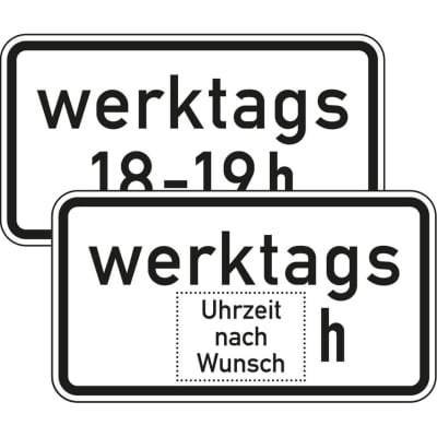 Zeitliche Beschränkung werktags Zusatzzeichen 1042-31 Zeitliche Beschränkung werktags Zusatzzeichen 1042-31