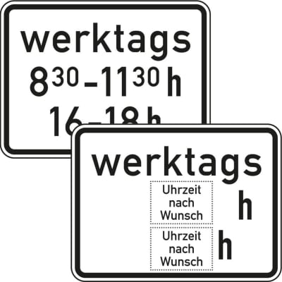Zeitliche Beschränkung werktags Zusatzzeichen 1042-32 Zeitliche Beschränkung werktags Zusatzzeichen 1042-32