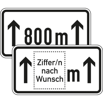 Zusatzschild Auf ... m Zusatzzeichen VZ 1001-30 Zusatzschild Auf ... m Zusatzzeichen VZ 1001-30