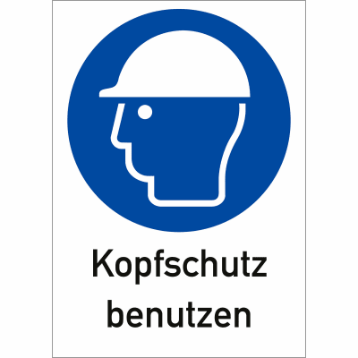 Kombi-Gebotsschilder - Kopfschutz benutzen (ISO 7010)