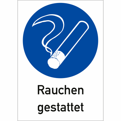Kombi-Gebotsschilder - Rauchen gestattet Kombi-Gebotsschilder - Rauchen gestattet
