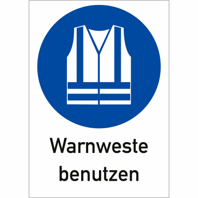 Kombi-Gebotsschilder - Warnweste benutzen (ISO 7010) Kombi-Gebotsschilder - Warnweste benutzen (ISO 7010)