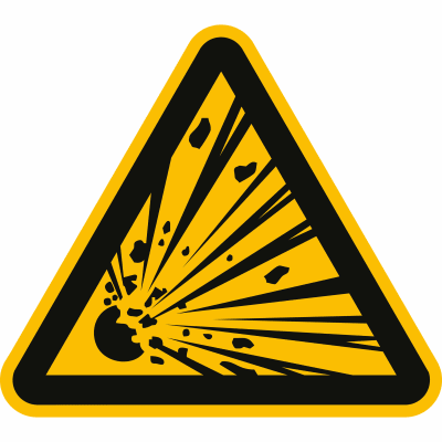 Warnschild Warnung vor explosionsgefährlichen Stoffen nach DIN EN ISO 7010 (W 002) ASR A.3 Warnschild Warnung vor explosionsgefährlichen Stoffen nach DIN EN ISO 7010 (W 002) ASR A.3