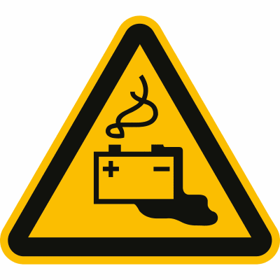 Warnung vor Gefahren durch Batterien nach ISO 7010 (W 026) Warnung vor Gefahren durch Batterien nach ISO 7010 (W 026)