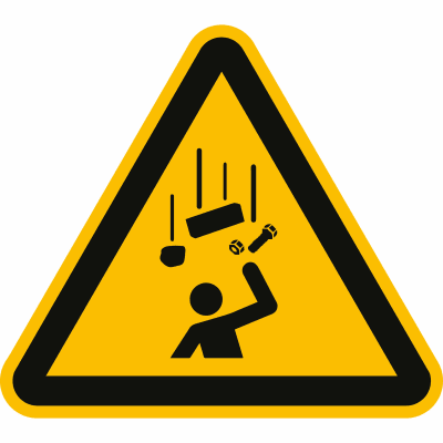 Warnung vor herabfallenden Gegenständen nach ISO 7010 (W 035)