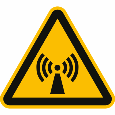 Warnung vor nicht ionisierender elektromagnetischer Strahlung nach ISO 7010 (W 005) Warnung vor nicht ionisierender elektromagnetischer Strahlung nach ISO 7010 (W 005)
