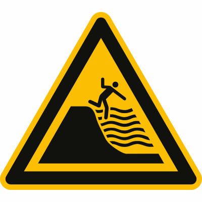 Warnung vor steil abfallendem Strand nach ISO 20712-1 (WSW 024) Warnung vor steil abfallendem Strand nach ISO 20712-1 (WSW 024)