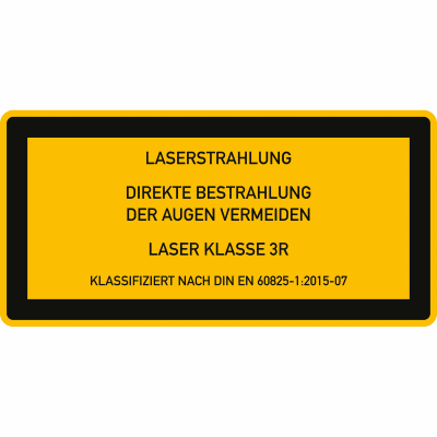 Laser Klasse 3R - Laserstrahlung - Direkte Bestrahlung der Augen vermeiden