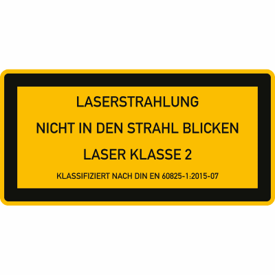 Laser Klasse 2 - Laserstrahlung - Nicht in den Strahl blicken