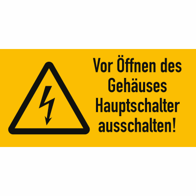 Warnetiketten Vor Öffnen des Gehäuses Hauptschalter ausschalten!