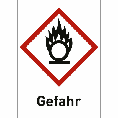 Flamme über Kreis mit Text: Gefahr (GHS 03) Flamme über Kreis mit Text: Gefahr (GHS 03)