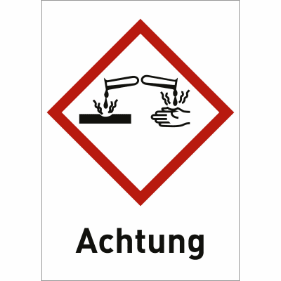 Ätzwirkung mit Text: Achtung (GHS 05) Ätzwirkung mit Text: Achtung (GHS 05)